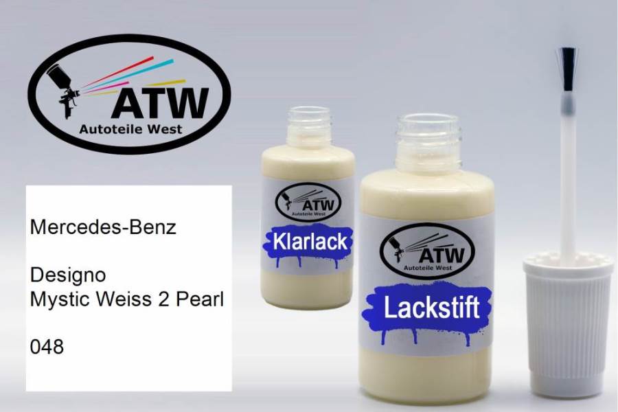 Mercedes-Benz, Designo Mystic Weiss 2 Pearl, 048: 20ml Lackstift + 20ml Klarlack - Set, von ATW Autoteile West.